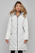 Купить Пальто утепленное молодежное зимнее женское белого цвета 59122Bl, фото 8
