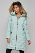 Купить Пальто утепленное молодежное зимнее женское бирюзового цвета 59122Br, фото 10