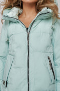 Купить Пальто утепленное молодежное зимнее женское бирюзового цвета 59122Br, фото 13