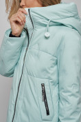 Купить Пальто утепленное молодежное зимнее женское бирюзового цвета 59122Br, фото 15