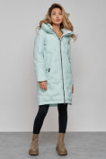 Купить Пальто утепленное молодежное зимнее женское бирюзового цвета 59122Br, фото 2