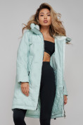 Купить Пальто утепленное молодежное зимнее женское бирюзового цвета 59122Br, фото 20