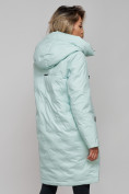 Купить Пальто утепленное молодежное зимнее женское бирюзового цвета 59122Br, фото 23