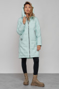 Купить Пальто утепленное молодежное зимнее женское бирюзового цвета 59122Br, фото 5