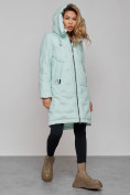 Купить Пальто утепленное молодежное зимнее женское бирюзового цвета 59122Br, фото 6