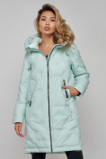 Купить Пальто утепленное молодежное зимнее женское бирюзового цвета 59122Br, фото 8