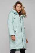 Купить Пальто утепленное молодежное зимнее женское бирюзового цвета 59122Br, фото 9