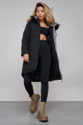 Купить Пальто утепленное молодежное зимнее женское черного цвета 59122Ch, фото 18