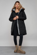 Купить Пальто утепленное молодежное зимнее женское черного цвета 59122Ch, фото 19