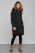 Купить Пальто утепленное молодежное зимнее женское черного цвета 59122Ch, фото 2