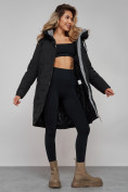 Купить Пальто утепленное молодежное зимнее женское черного цвета 59122Ch, фото 20