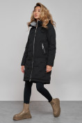 Купить Пальто утепленное молодежное зимнее женское черного цвета 59122Ch, фото 3