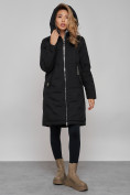 Купить Пальто утепленное молодежное зимнее женское черного цвета 59122Ch, фото 6