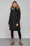Купить Пальто утепленное молодежное зимнее женское черного цвета 59122Ch, фото 8