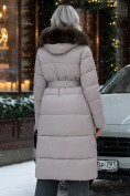 Купить Пальто женское зимние с мехом песец люкс класса бежевого цвета 611_1B, фото 4