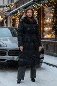 Купить Пальто женское зимние с мехом песец люкс класса черного цвета 611_1Ch, фото 4