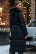 Купить Пальто женское зимние с мехом песец люкс класса черного цвета 611_1Ch, фото 2