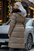 Купить Пальто женское зимние с мехом песец люкс класса коричневого цвета 611_1K, фото 3