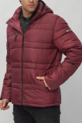 Купить Куртка спортивная мужская с капюшоном бордового цвета 62175Bo, фото 12