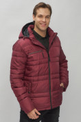 Купить Куртка спортивная мужская с капюшоном бордового цвета 62175Bo, фото 13