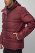 Купить Куртка спортивная мужская с капюшоном бордового цвета 62175Bo, фото 14