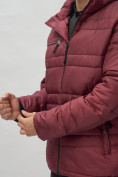 Купить Куртка спортивная мужская с капюшоном бордового цвета 62175Bo, фото 15