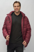 Купить Куртка спортивная мужская с капюшоном бордового цвета 62175Bo, фото 18