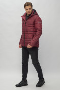 Купить Куртка спортивная мужская с капюшоном бордового цвета 62175Bo, фото 3