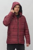 Купить Куртка спортивная мужская с капюшоном бордового цвета 62175Bo, фото 8