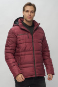 Купить Куртка спортивная мужская с капюшоном бордового цвета 62175Bo, фото 9