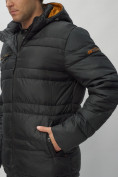 Купить Куртка спортивная мужская с капюшоном черного цвета 62175Ch, фото 14