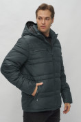 Купить Куртка спортивная мужская с капюшоном темно-серого цвета 62175TC, фото 12