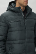 Купить Куртка спортивная мужская с капюшоном темно-серого цвета 62175TC, фото 18