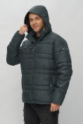 Купить Куртка спортивная мужская с капюшоном темно-серого цвета 62175TC, фото 8