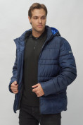 Купить Куртка спортивная мужская с капюшоном темно-синего цвета 62175TS, фото 16