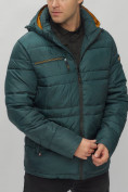 Купить Куртка спортивная мужская с капюшоном темно-зеленого цвета 62175TZ, фото 11