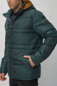Купить Куртка спортивная мужская с капюшоном темно-зеленого цвета 62175TZ, фото 12