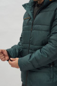 Купить Куртка спортивная мужская с капюшоном темно-зеленого цвета 62175TZ, фото 13