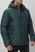 Купить Куртка спортивная мужская с капюшоном темно-зеленого цвета 62175TZ, фото 14