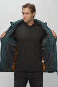 Купить Куртка спортивная мужская с капюшоном темно-зеленого цвета 62175TZ, фото 15