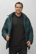 Купить Куртка спортивная мужская с капюшоном темно-зеленого цвета 62175TZ, фото 16