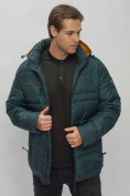 Купить Куртка спортивная мужская с капюшоном темно-зеленого цвета 62175TZ, фото 17