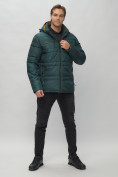 Купить Куртка спортивная мужская с капюшоном темно-зеленого цвета 62175TZ, фото 4