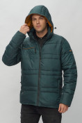 Купить Куртка спортивная мужская с капюшоном темно-зеленого цвета 62175TZ, фото 7