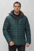 Купить Куртка спортивная мужская с капюшоном темно-зеленого цвета 62175TZ, фото 8