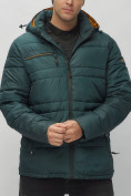 Купить Куртка спортивная мужская с капюшоном темно-зеленого цвета 62175TZ, фото 9