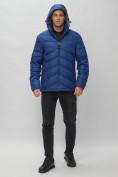 Купить Куртка спортивная мужская с капюшоном синего цвета 62176S, фото 6