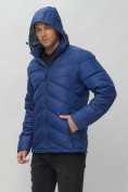 Купить Куртка спортивная мужская с капюшоном синего цвета 62176S, фото 7