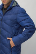 Купить Куртка спортивная мужская с капюшоном синего цвета 62176S, фото 9