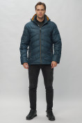 Купить Куртка спортивная мужская с капюшоном темно-синего цвета 62176TS